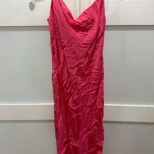 Zara Pink Slip Midi Dress with Cowl Neck